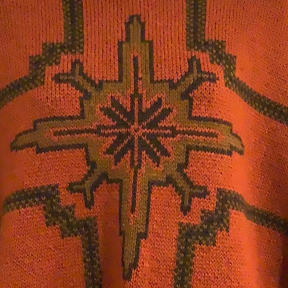 VINTAGE JANUS OF NORWAY 100% Pure Wool Norse Orange Nordic Shawl Cape Poncho - Picture 3 of 7